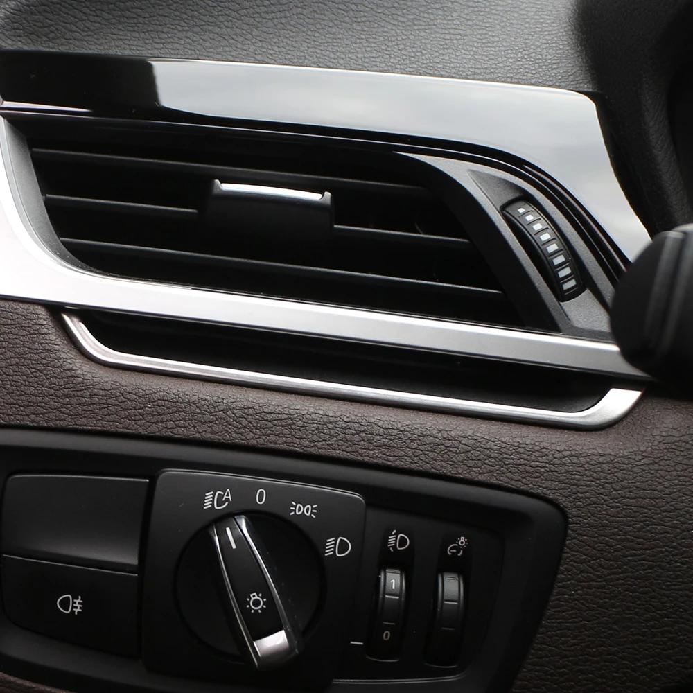 Car Air AC Vent Sticker for BMW X1 F48 2016 2017 2018 2019 2020 2Pcs Stainless Steel Decoration Cover Strip Interior Accessories