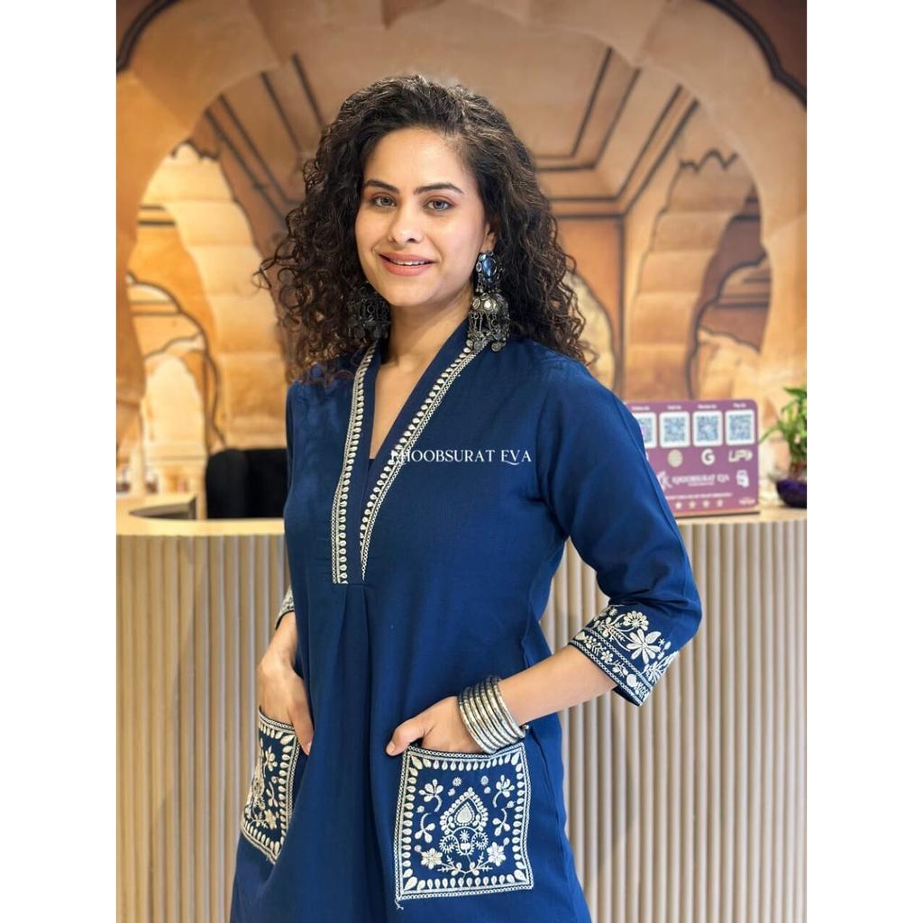 Women Bollywood Cotton Kurta Pant Set Party Wear Top Tunic Designer Kurti Dress VSO-1732 C