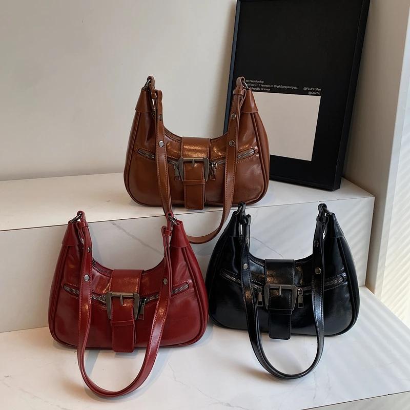 2024 Зимний поясной дизайн Y2K ретро-дизайн маленькая сумка через плечо из искусственной кожи женские модные сумки новая трендовая сумка через плечо