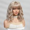 ALAN EATON Short BOB Synthetic WIGS Light Blonde Curly Wig with Bangs for Women Cosplay Daily Party Heat Resistant Fiber Wig