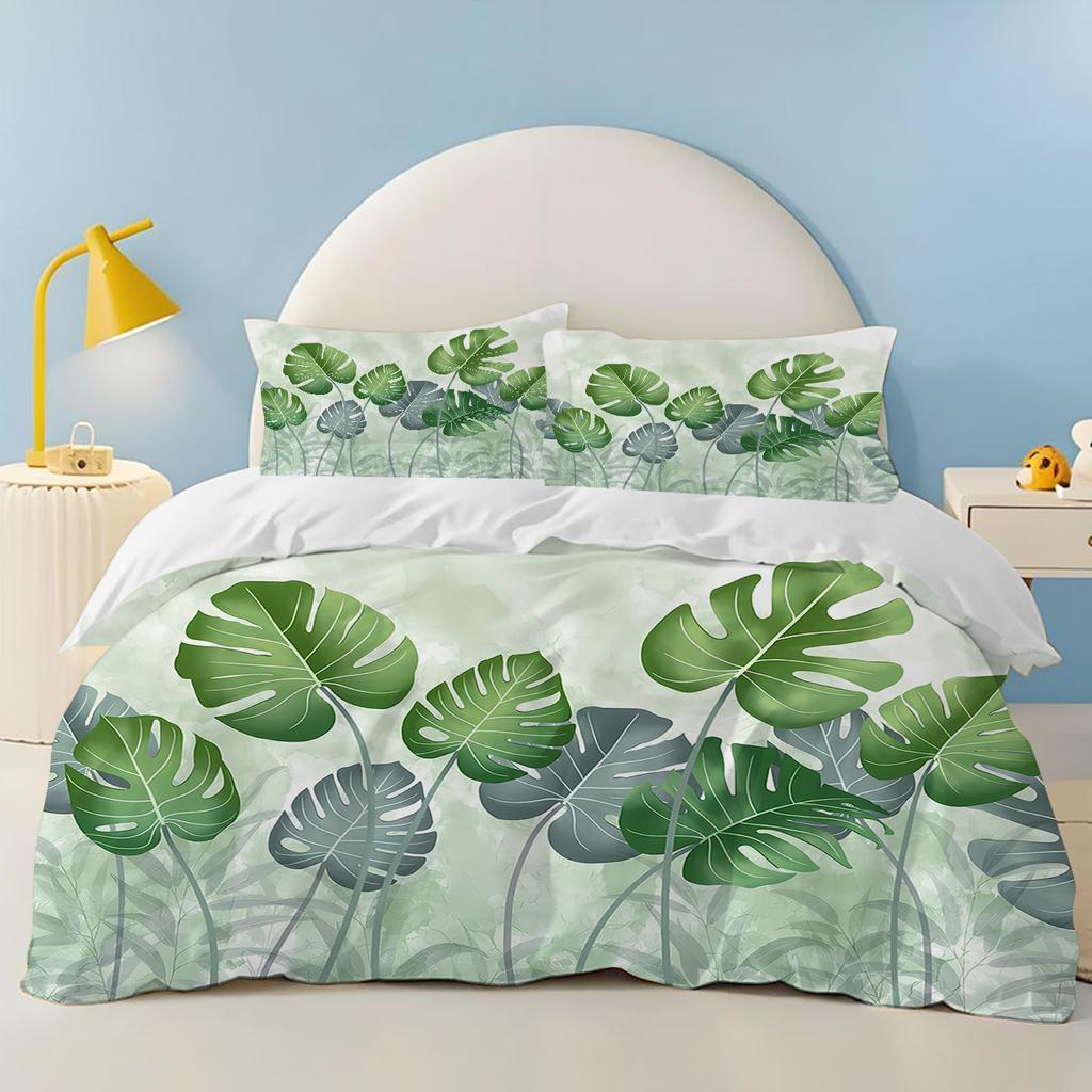 Comforter Green Leaves Christmas Gifts Pet Dog Bedding Set Polyester Suitable For Children And Adults 3-Piece Set Plant