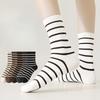 Female Spring and Summer Thin Stripe Sweat Absorbent Deodorant Boneless Moon Tube Cotton Socks