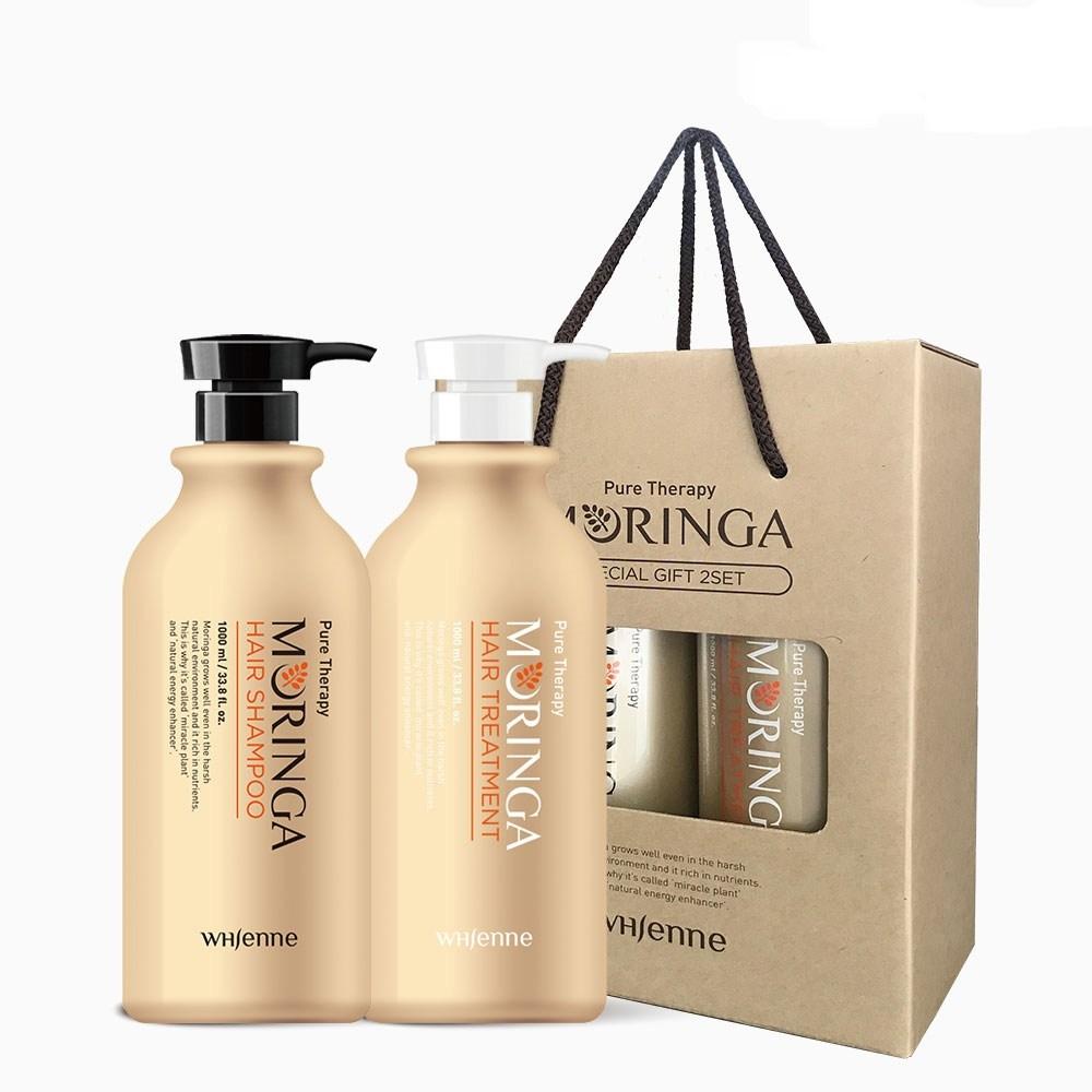Fienne Moringa Protein большой емкости, слабокислотный шампунь для кожи головы 1 л + подарочный набор Treatment 1 л, 1 набор