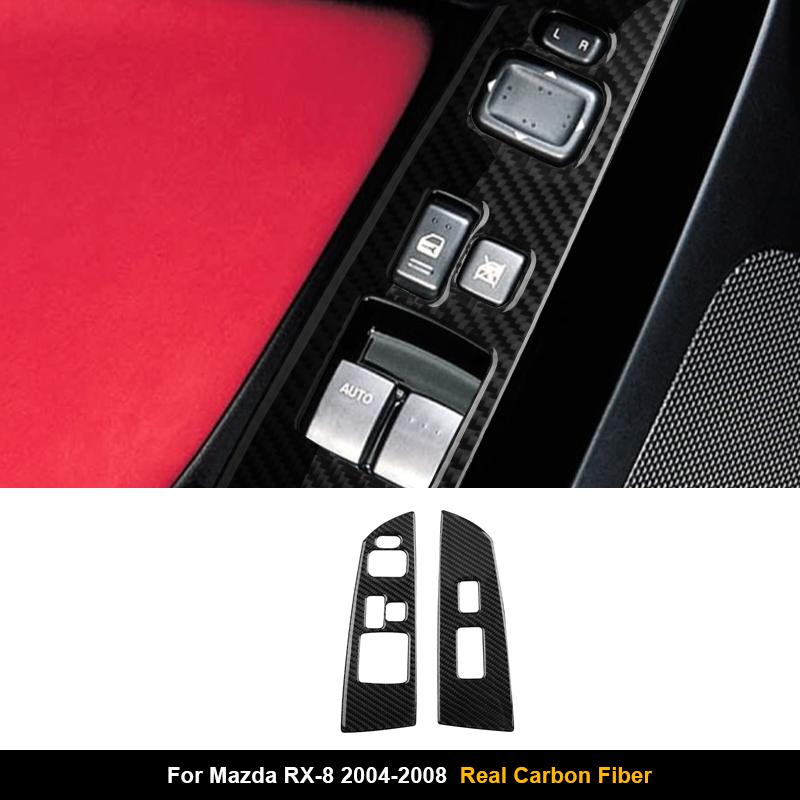 For Mazda RX-8 2004-2008 Carbon Fiber Outlet Windows Control Panel Car Interior Decoration Accessories Panel ABS Sticker