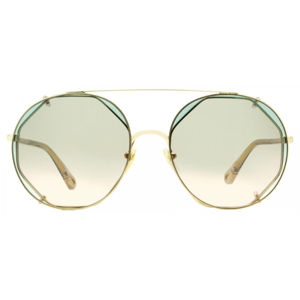 Chloe Women S Clip On SunglaSSeS ch0041S 001 Gold Clear 57mm 001