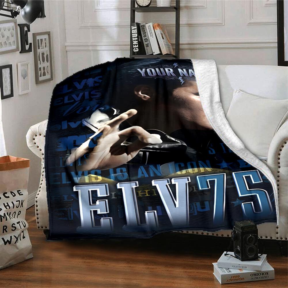 Elvis Presley Customize Your Name Blanket Throw Personalized Blanket Durable Comfort for Picnics Livingroom Sofa Nap Four Seasons Multipurpose