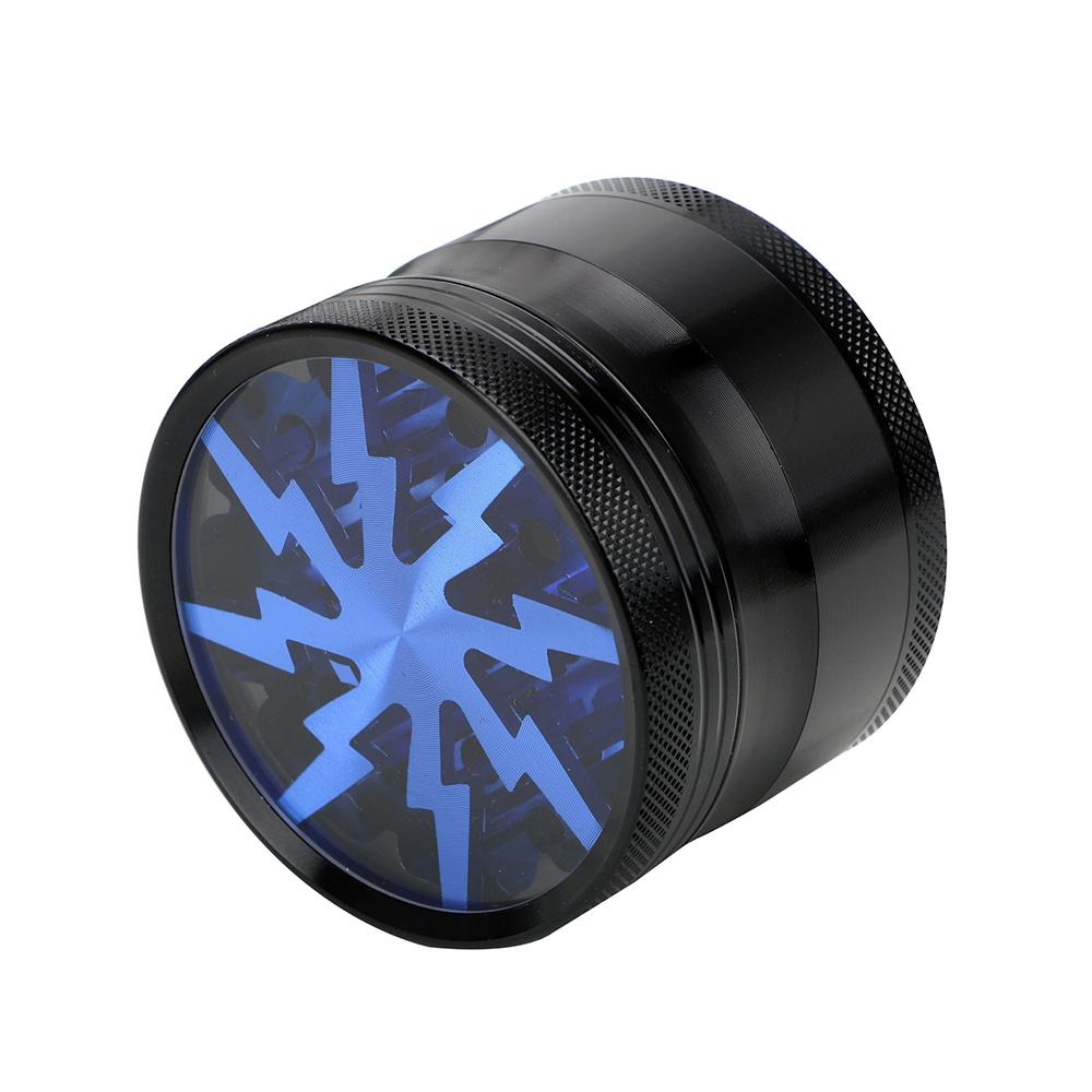 Manual Grinder Latest Lightning-Shaped Spice Cutter Transparent Aluminum Alloy 63MM 4-layer