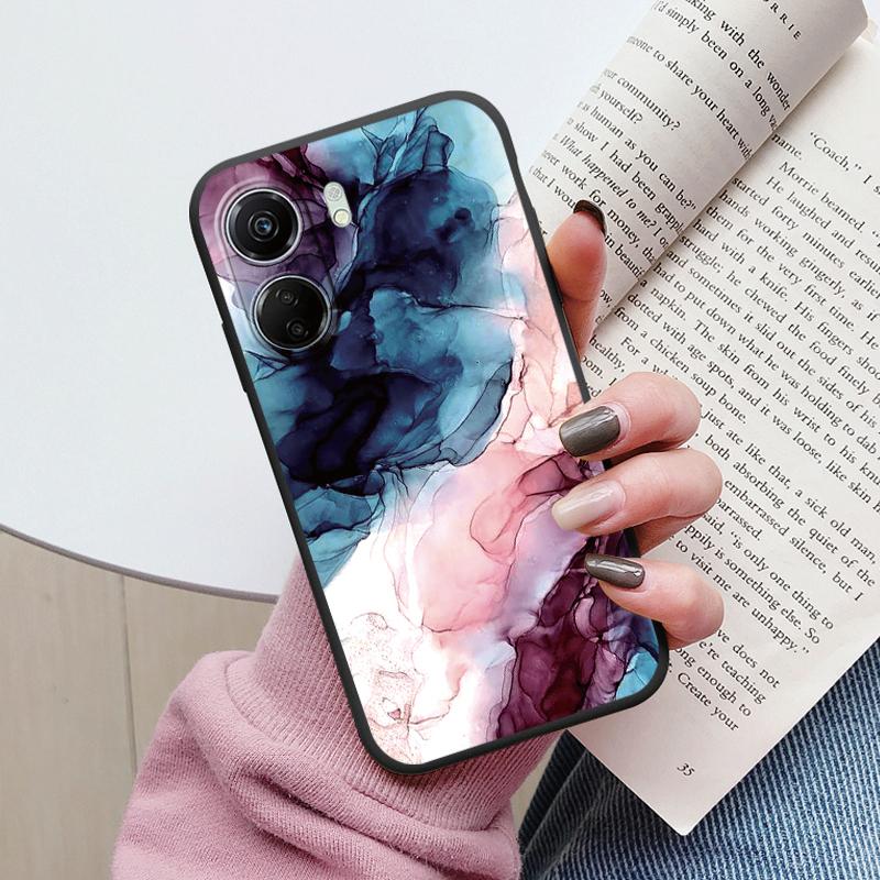 For Redmi 13C Pink Gold Marble Art Fashion Phone Case Soft Silicone Fundas Cover For Redmi13C 13 C Coque Matte Shockproof Bumper