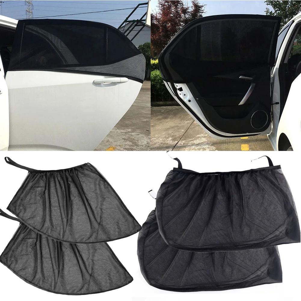 2pcs Car Window Screen Door Covers Front/Rear Side Window UV Sunshine Cover Shade Mesh Car Mosquito Net For Baby Child Camping