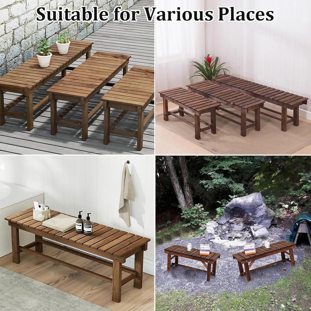 Уличная скамейка, Деревянная садовая скамейка на 2 персоны, Всепогодная, Устойчивая к погодным условиям, Скамейка для патио, Уличная скамейка для сада, веранды, патио, балкона, у бассейна, парка, 35,4''