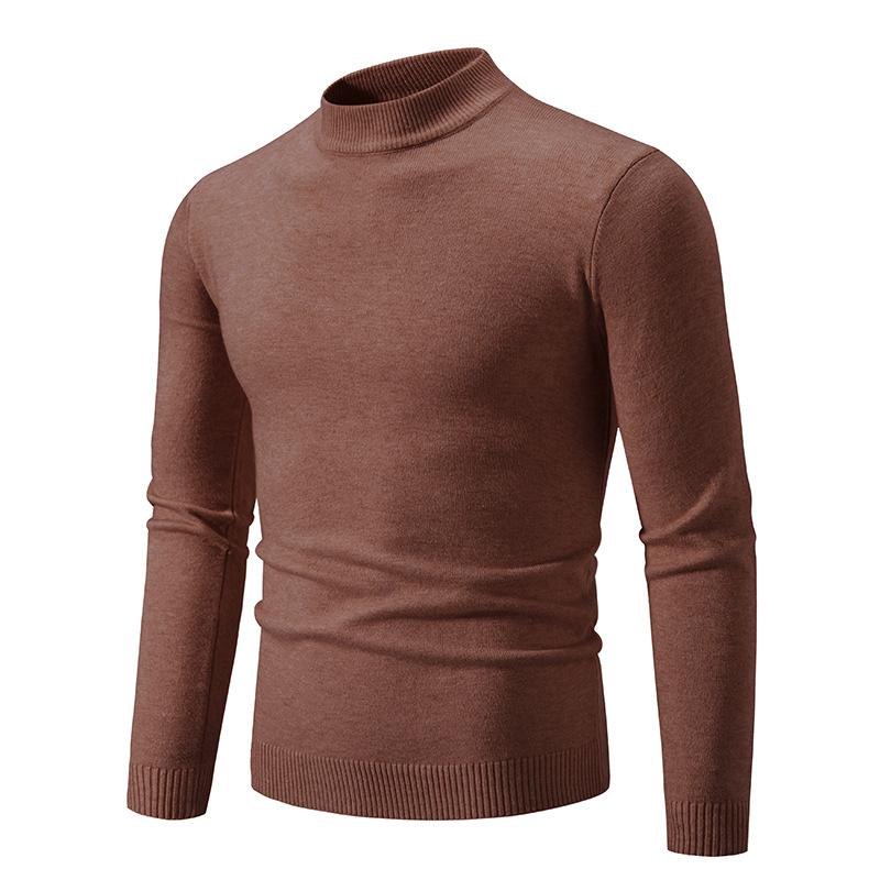 New Autumn And Winter Men'S Semi-Turtleneck Casual Knitted Slim-Fit Solid-Color Sweater Men'S Bottoming Shirt