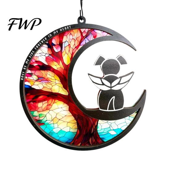 Pet Remembrance Gift Memorial Suncatcher Angel Cat Dog Sun Catcher Panel Stained Glass Tribute Ornament Window Hanging Ornaments Loss Sympathy