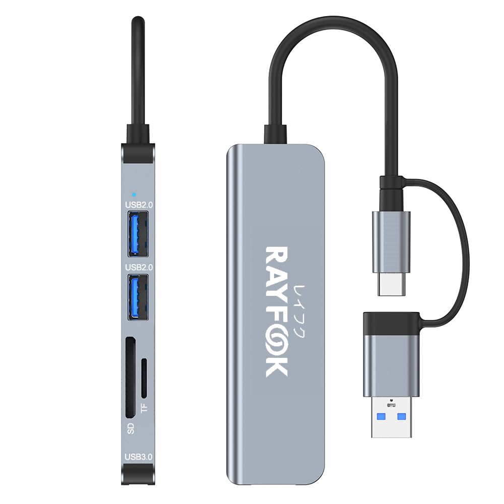 USB-концентратор KOGLEE с 3 портами USB и 1 кардридером для ноутбуков и MacBook Surface Slim Идеально для удаленной работы и работы из дома USB-C/USB-A 2-в-1