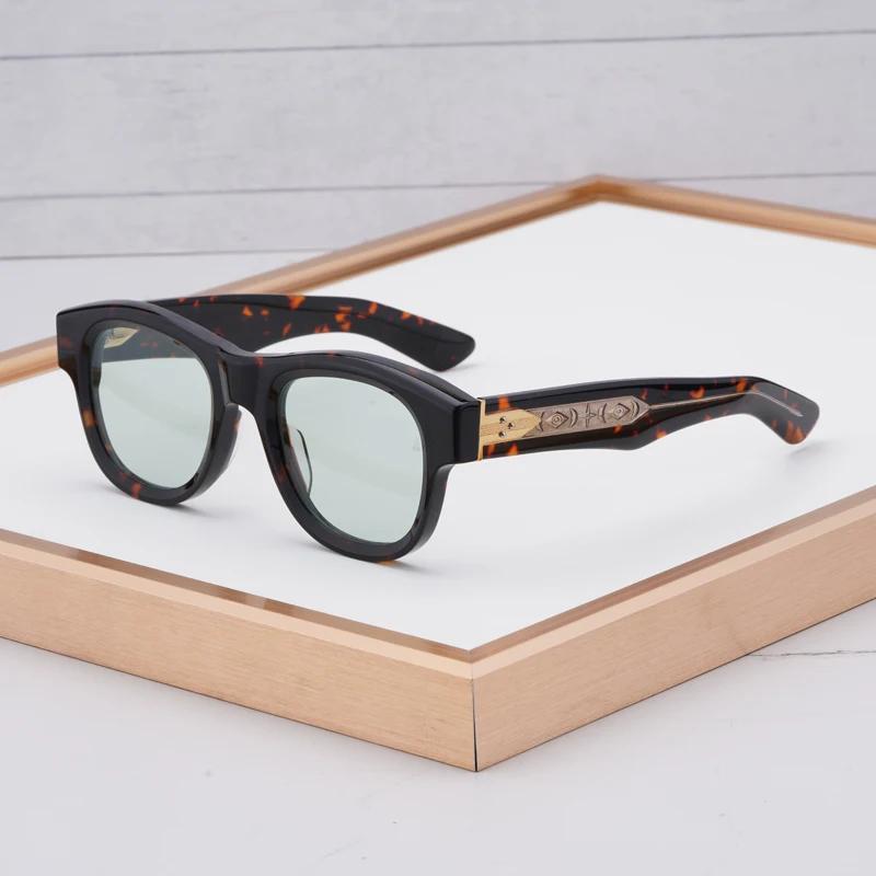 Ацетатные солнцезащитные очки CAAN для мужчин и женщин в овальной оправе, высокое качество, роскошные модные очки ручной работы в японском ретро-стиле для отдыха на открытом воздухе, брендовые очки UV400