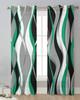 Сплошные абстрактные линии градиент изумрудно-зеленые прозрачные шторы для гостиной декор оконные шторы кухонные тюль вуаль шторы