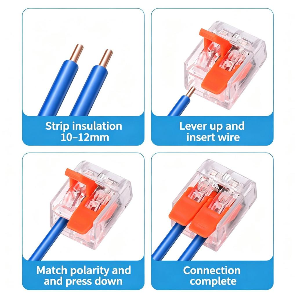 Lever Wire Connectors Quick Wiring Terminal Block Transparent Housing Electrical Cable Connector for Circuit Repair Connection