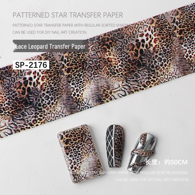 Наклейки-переводки для нейл-арта «Звездное небо»: Кружево и Леопардовые Лазерные Принты