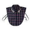 Women Plaid Fake Collar Red Blue Christmas Plaid Collar with Rhinestones Detachable False Collar for Sweater Sweatshirt Hoodie