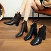 Модные ретро черные ботильоны с квадратным носком и массивным каблуком, ботинки челси для женщин