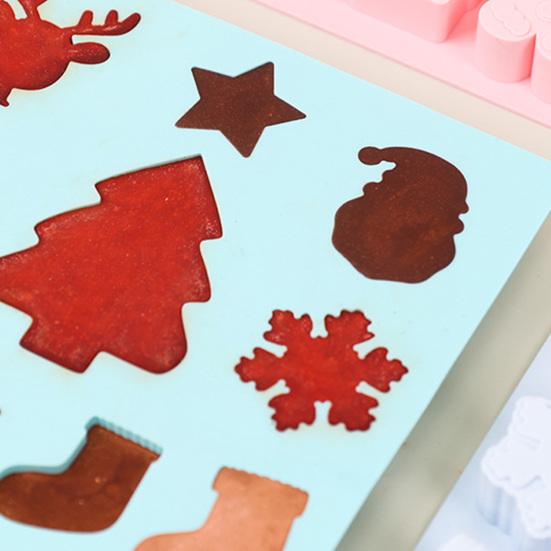 Christmas Silicone Mold Non-stick Food Grade Dishwasher Safe Easy Release DIY Santa Claus Snowman Reindeer Chocolate Candy Cake Fondant Cookies Mold