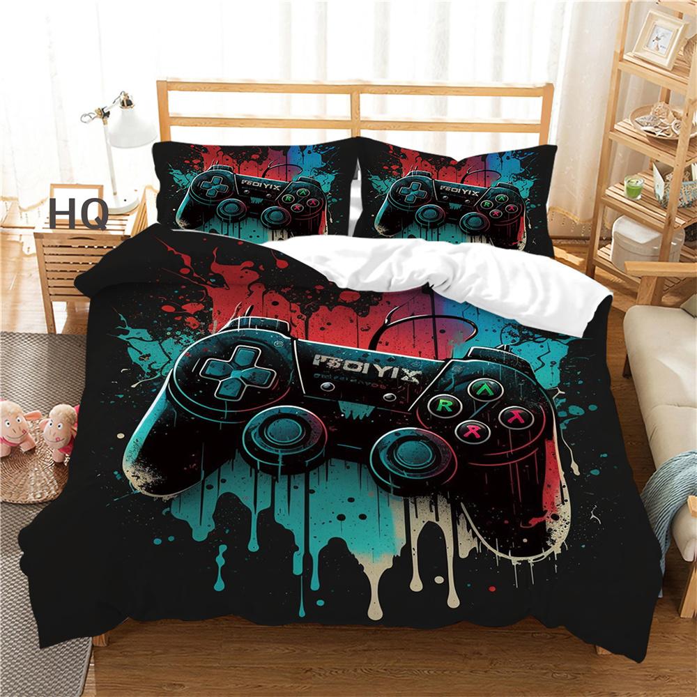 Покрывала с принтом для игровой консоли, модное домашнее постельное белье двойного размера, полиэстеровое постельное белье с героями мультфильмов, комплект постельного белья, чехол