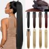 Long Straight Drawstring Ponytail Extensions With Ties Natural Looking Synthetic Fiber Ponytail Extensions For Women Girls Hair Accessories