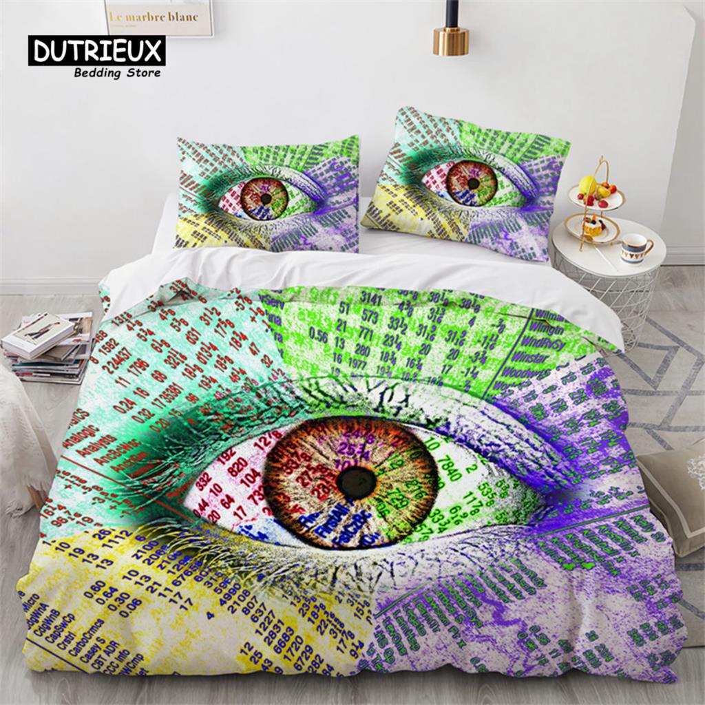 3D Colorful Eyes Duvet Cover Microfiber Vintage All Seeing Eye Tattoo Quilt Cover Boho Mandala Bedding Set Full Single King Size