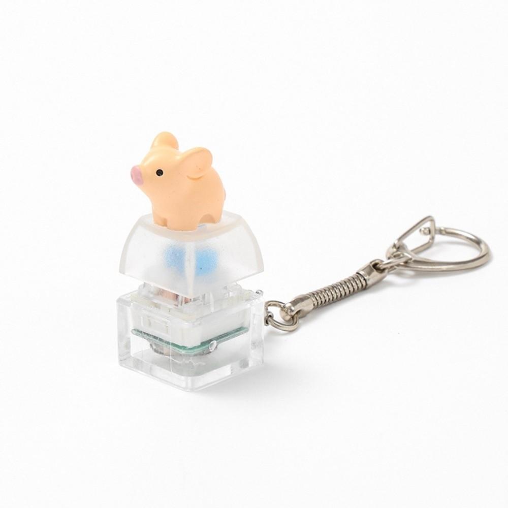 Press Light Clicking Duck Keychain Translucent Button Clicker Keyring Bag Pendant