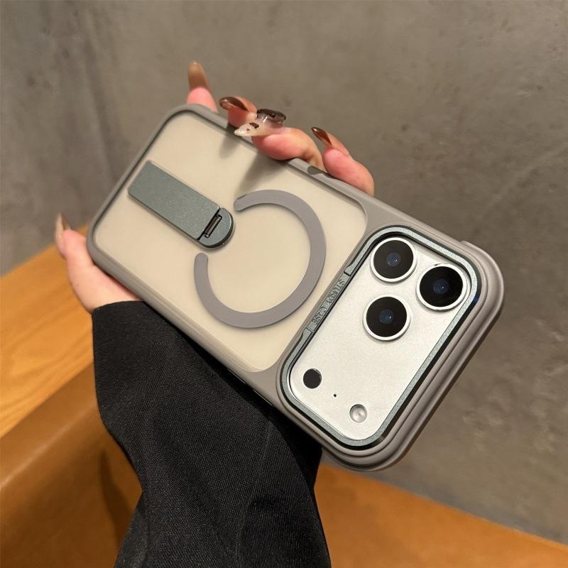 360° Rotating Invisible Stand Matte Magnetic For Magsafe Case For iPhone 17 Pro Max 16 15 14 13 12 18 Pro Max Shockproof Bumper