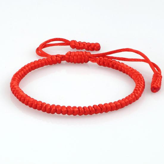 Unisex Hand Rope Adjustable Handmade Braided Solid Color Thick Anti-break Lightweight Stackable Wristband Symbolic Colors