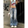 Women American Vintage Y2k Japanese Harajuku Streetwear Baggy Low Rise Denim Pants Long Trousers 2000s Aesthetic Jean Kpop Punk