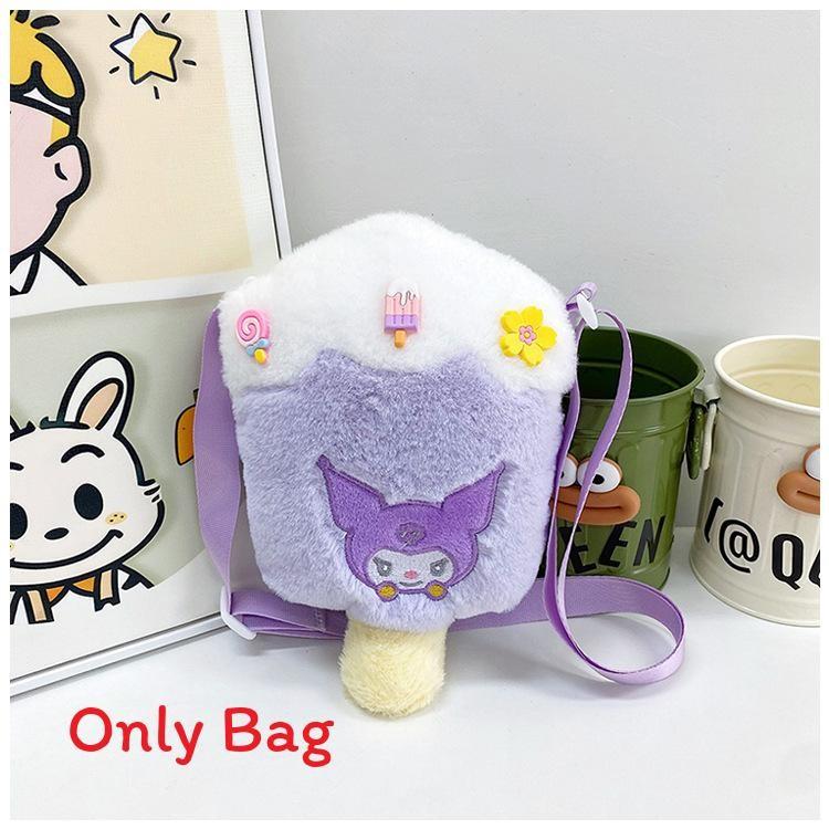 Ice Plush Melody Cream Pack Kids Crossbody Bag Cute Cartoon Style Purse Coin