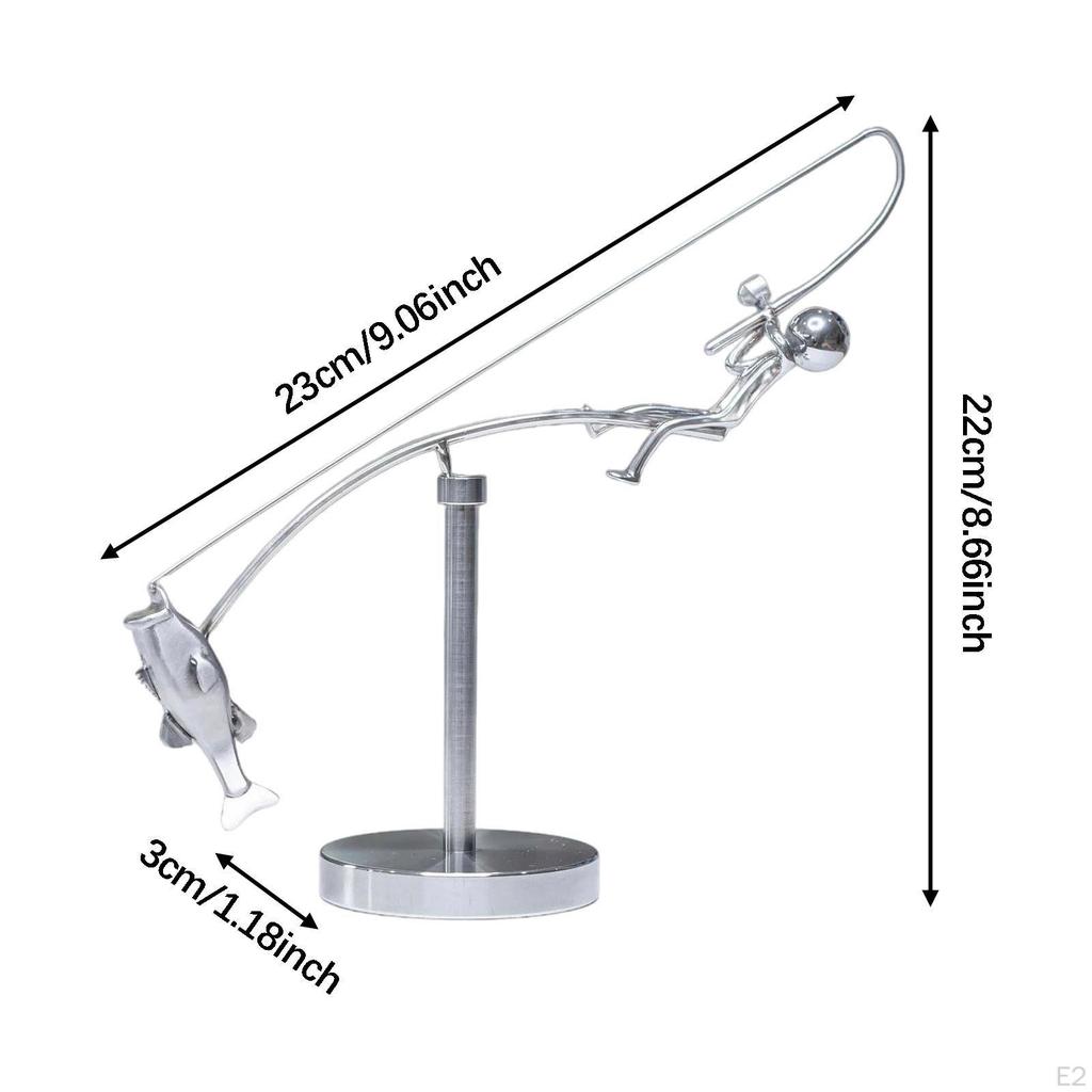 Балансирующая скульптура рыбака Подвижные настольные аксессуары Ручная работа Декоративное настольное украшение для