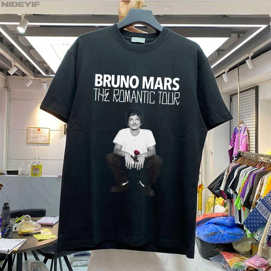 Футболка Bruno Mars The RoUnisextic Tour для унисекс женщин Хип-хоп Уличный стиль Оверсайз Топы 100% Хлопок Футболка BM2