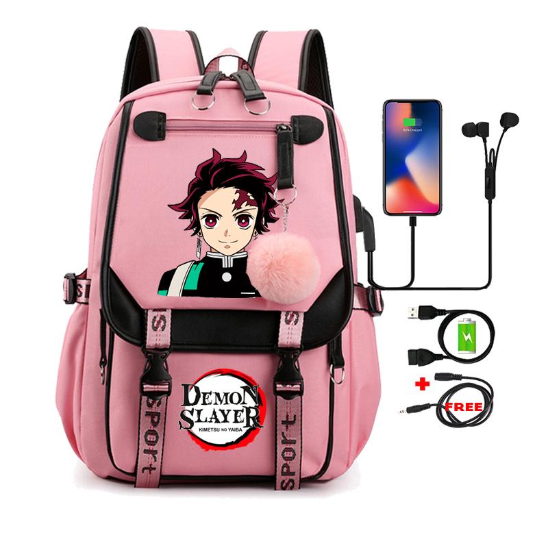 Рюкзак в стиле аниме «Убийца демонов» Nezuko Kawaii, школьная сумка с героями мультфильмов для взрослых, большая вместимость, манга для путешествий, ежедневные сумки для книг для девочек