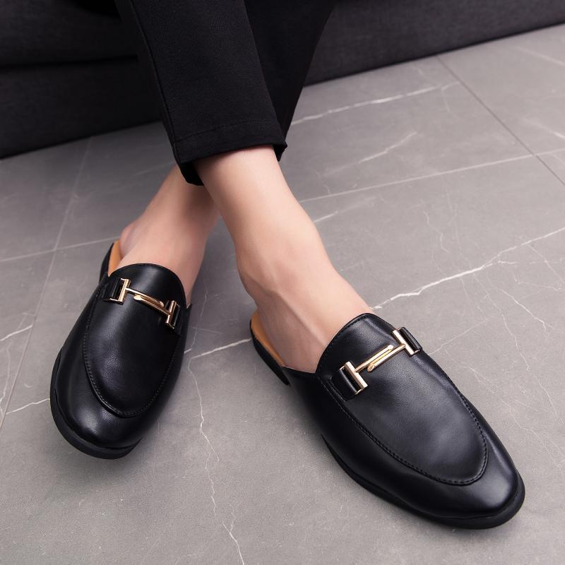 Fashion Men Fashion Half Slippers Sandals Slippers Casual Business High Quality Half Slippers Luxury Social Shoes Size 38-45 Men Slipper