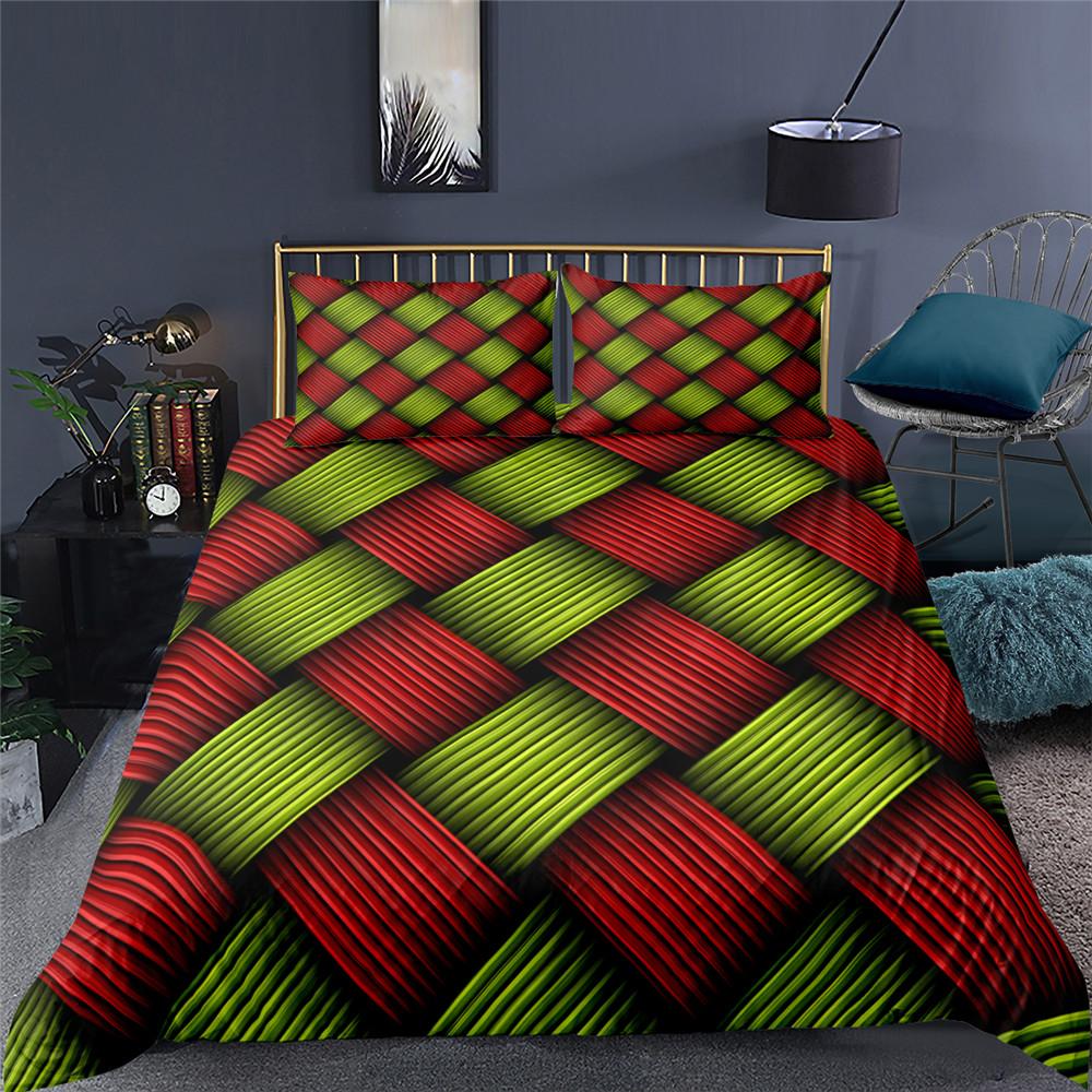 Colorful Weave Bedding Set Rainbow Psychedelic King Queen Double Duvet Cover 3D Geometric Comforter Cover Microfiber Quilt Cover
