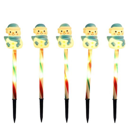 Солнечные Рождественские Газонные Огни Санта Снеговик Колышки Лампы для Двора Уличные Теплый Белый Светодиодное Садовое Освещение