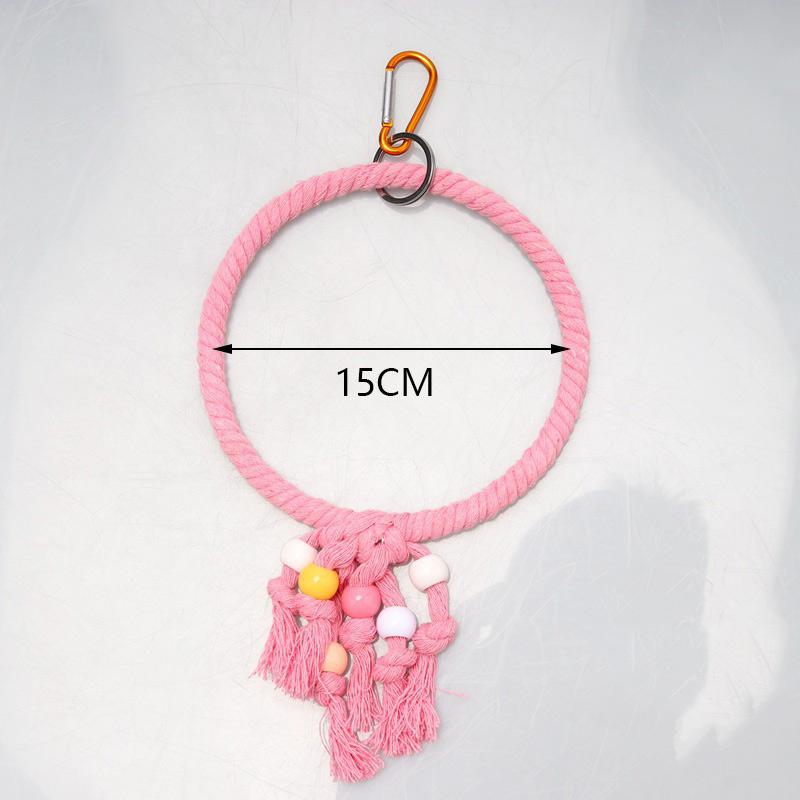 Parrot Cage Swing Toy Round Triangular Iron Wire Cotton Thread Hanging Ring For Bird Pet Birds Toys Accessories Supplies