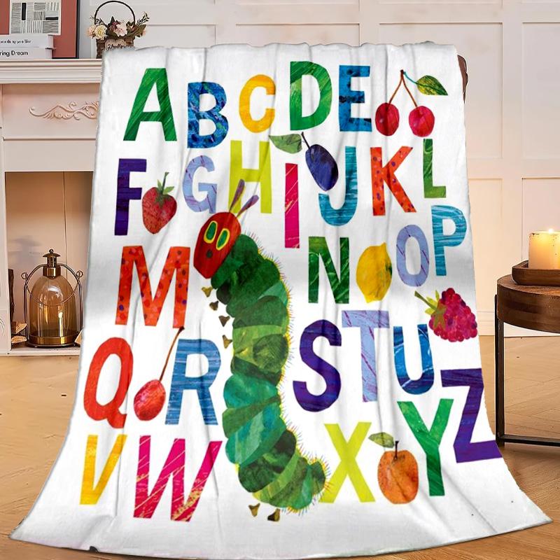 1PC Colorful Colorful caterpillar Flannel Blanket Gift, Suitable for Both Men And Women, Soft Ideal for Beds And Sofa, Birthday Or Christmas Gift