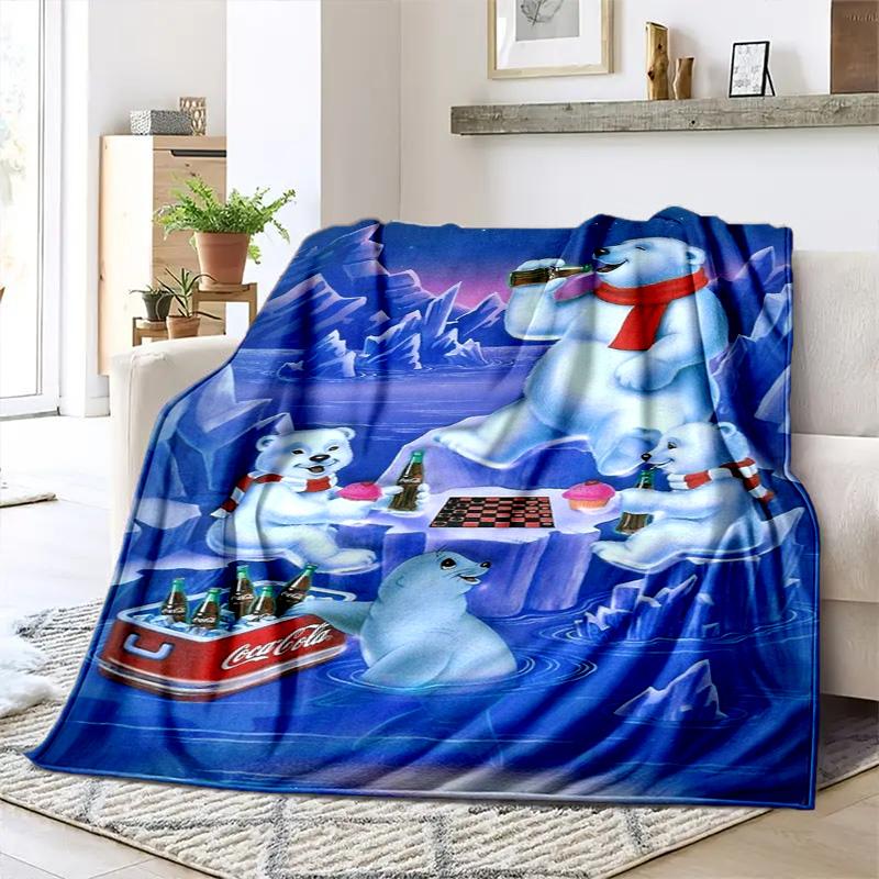 Christmas gift Halloween themed cola beverage Coca Cola blanket soft home furnishing nap decoration four seasons warm Sherpa blanket U4