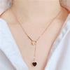 Purple Gold Peach Heart Black Necklace Color Gold Plated Rose Gold High-End Fashion Women'S Necklace