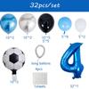 32pcs Football Balloons Set 30inch Blue 0-9 Number Football Foil Balloon Round Soccer Globos For Baby Shower Boys Birthday Party