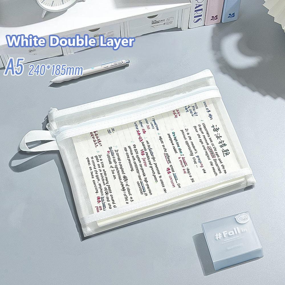 Double Layers Mesh Storage Bag A4/A5/A6 Pen Bag High Quality File Bag  Gift