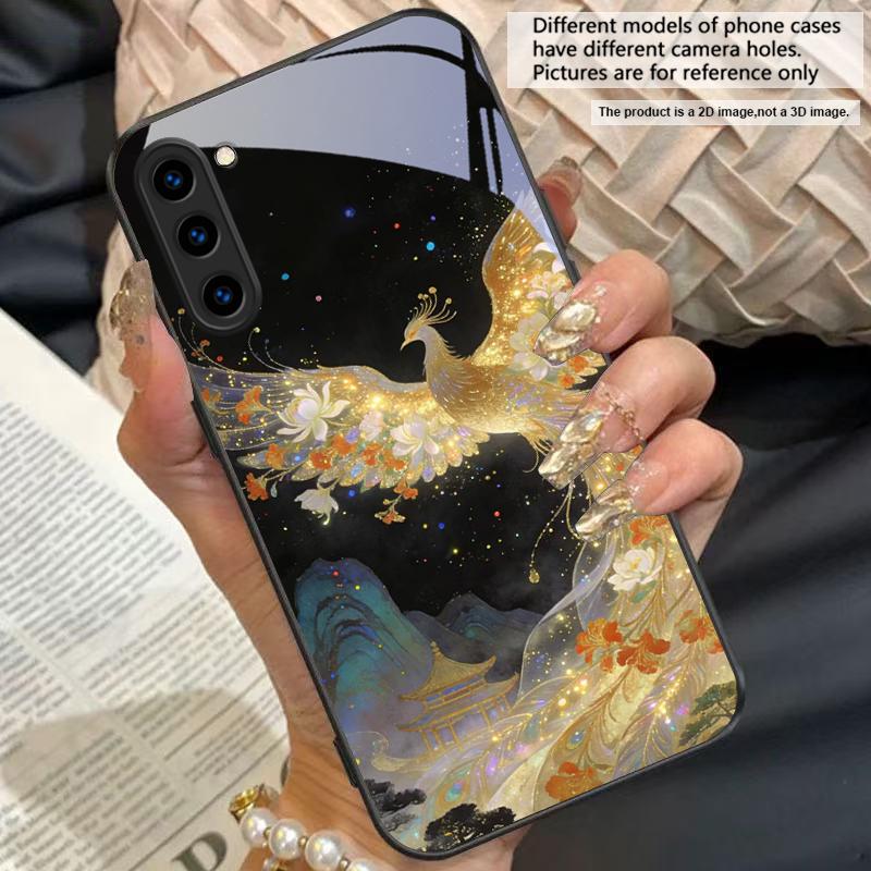 Потрясающая картинка Феникса для Samsung Galaxy S25+ S24+ S26 Ultra S25 Edge S24 FE S23 S22 S21 S20 Plus Черный Стеклянный Чехол для Телефона