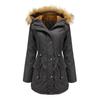 Куртка из хлопка с капюшоном и меховым воротником европейского размера Plus Size - женское теплое зимнее пальто