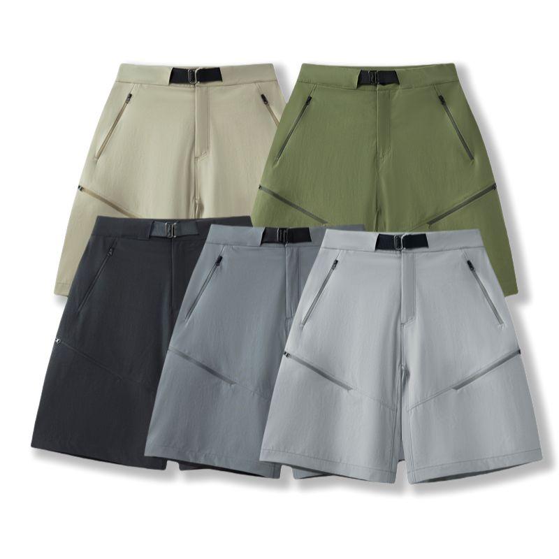 Mountain-Style Outdoor Functional Men's Summer Casual Sports Solid Color Waterproof Zipper Breathable Quick-Dry Five-Point Shorts Trendy