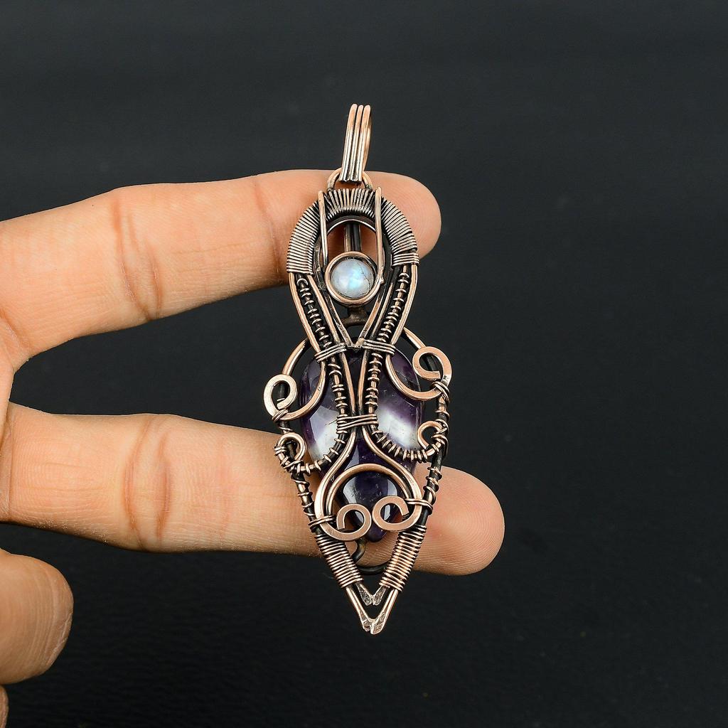 Sage Amethyst Pendant, Gemstone 999 Copper Wire Wrapped Jewelry Pendant, Handmade Jewelry Birthstone Pendant, Gift For Him