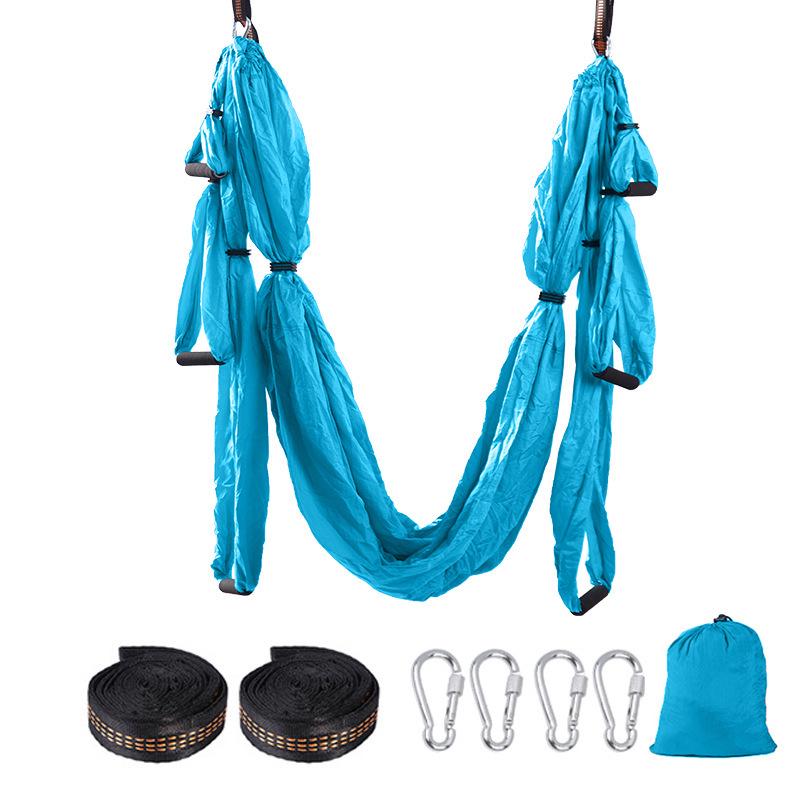 Purple Aerial Yoga Hammock Set with 6 Handles - Indoor Anti-Gravity Elastic Swing