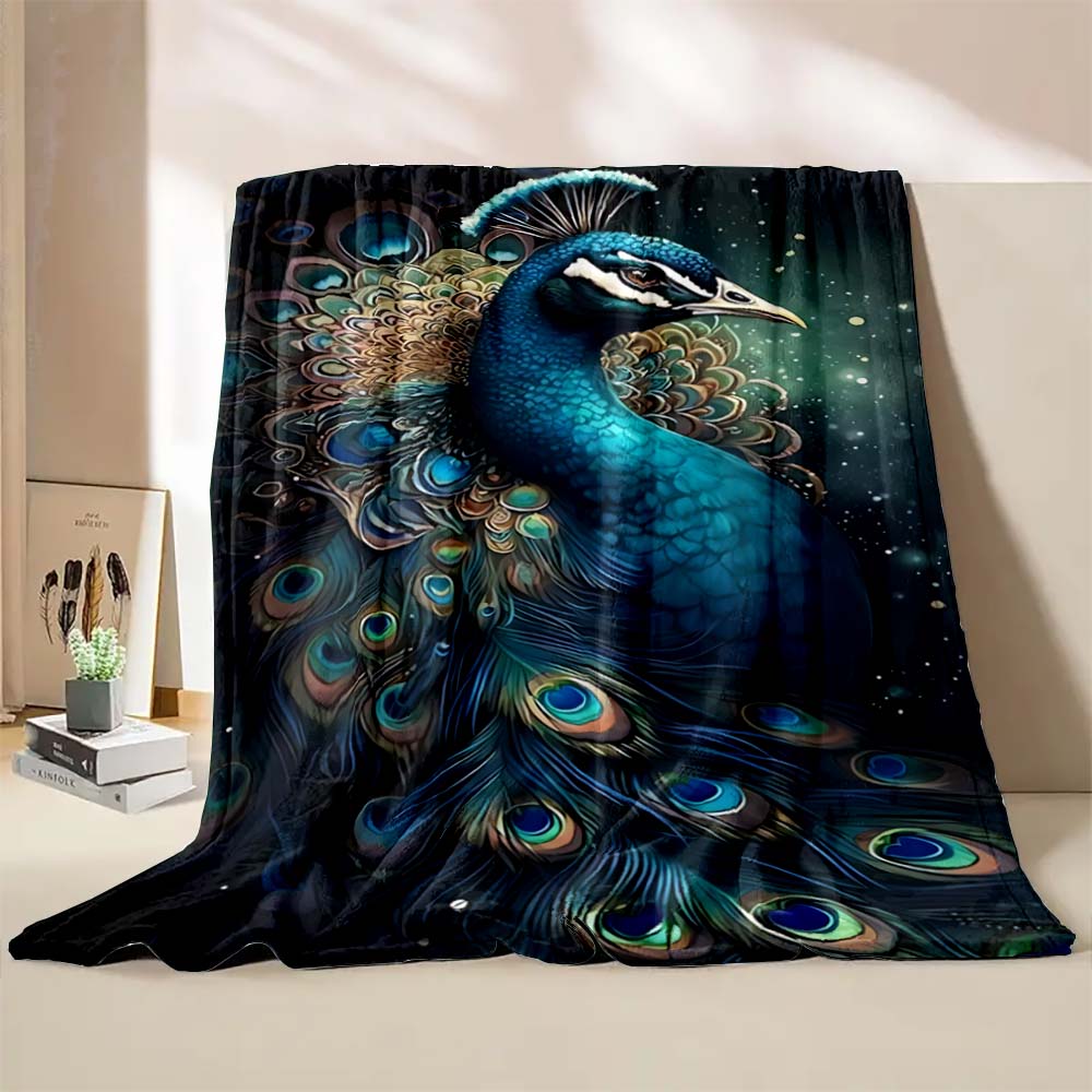 6 Sizes Peacock Art Print Blanket Warm Soft Comfortable Home Travel Blanket Sofa Office Bedding Throw Blanket Gift Large Size